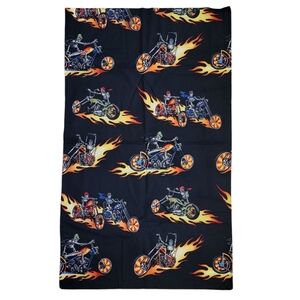 Skeleton Motorcycle Pillowcase Standard Queen‎ Black Fire Flames Biker Homemade